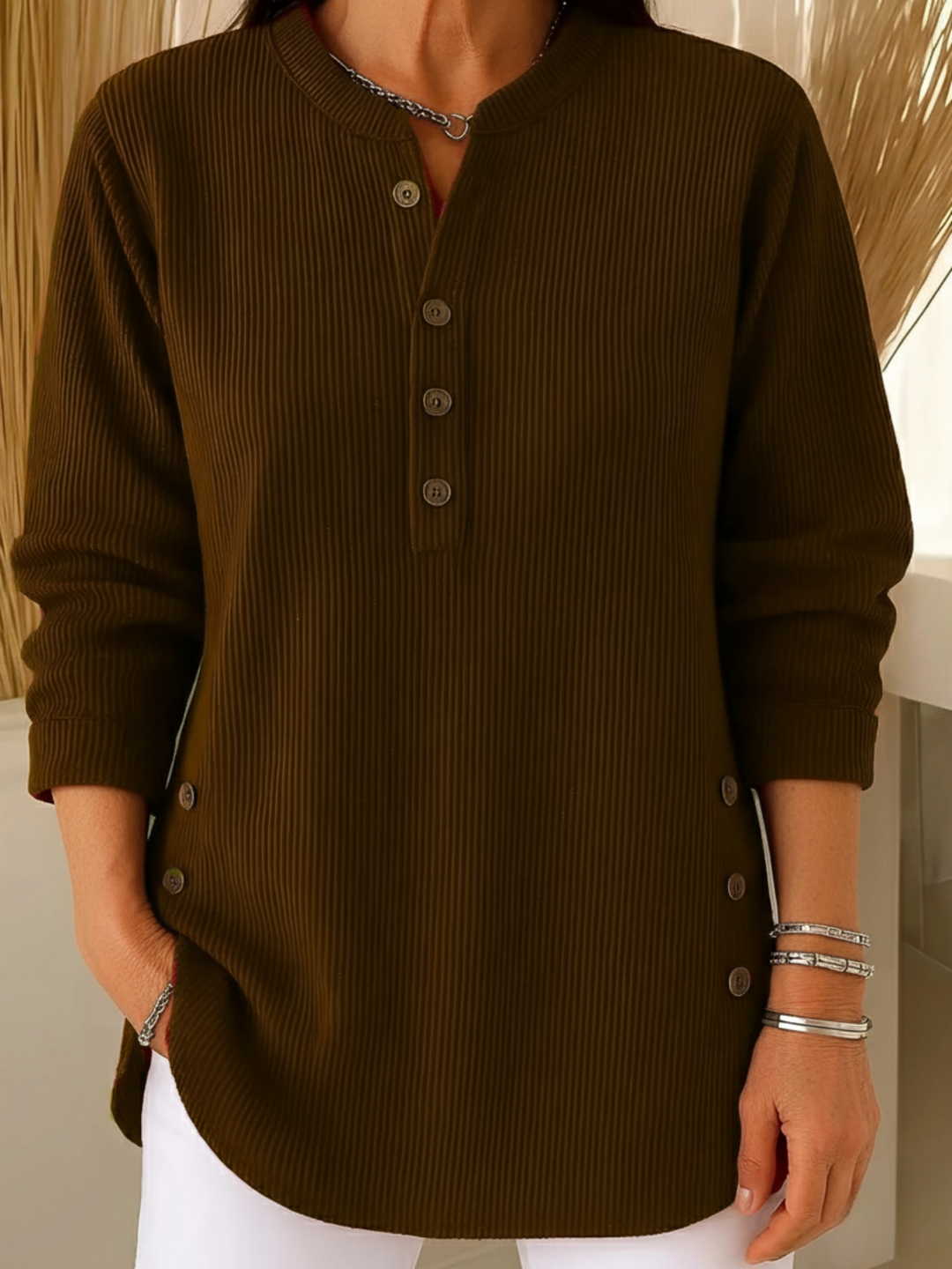 Colette | Long Cozy Sweater with Refined Buttons