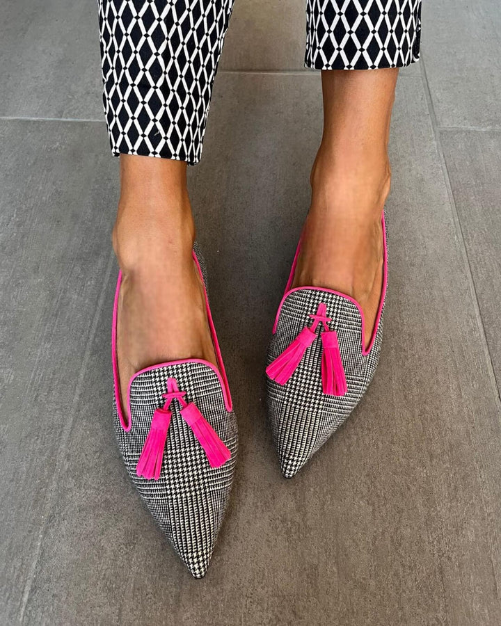 POINTED LOAFER WITH FLUO TASSELS