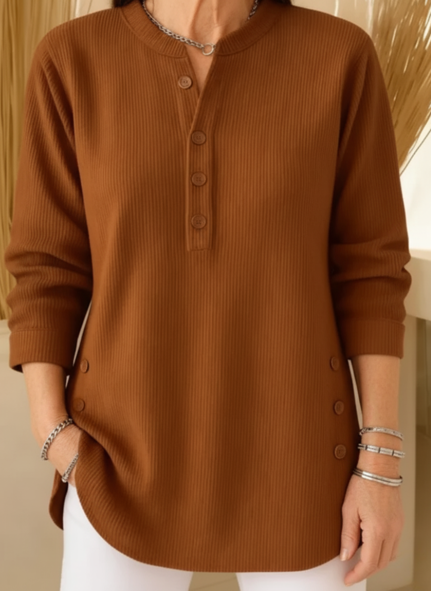 Colette | Long Cozy Sweater with Refined Buttons