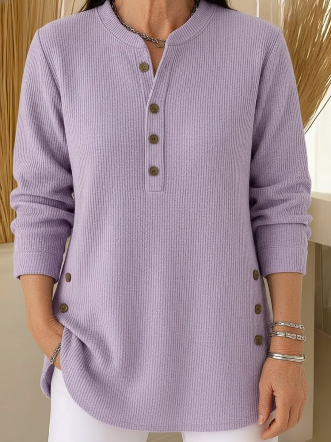 Colette | Long Cozy Sweater with Refined Buttons