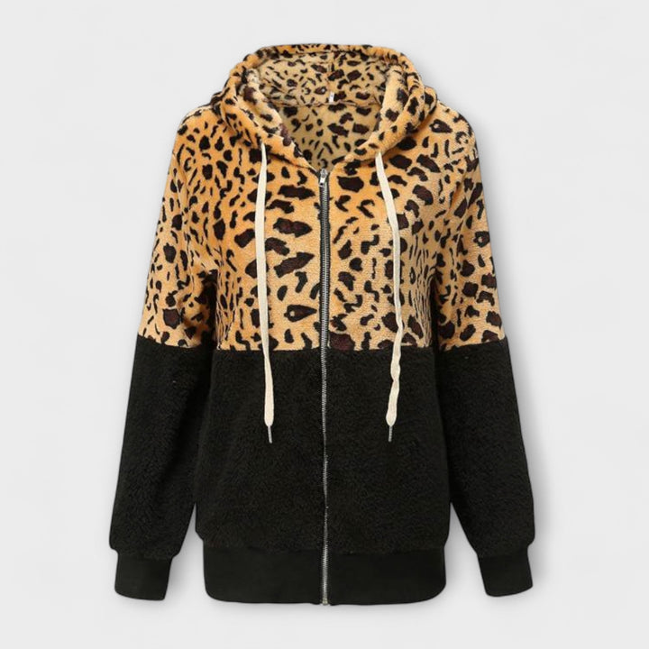 Lea - Leopard Print Fleece Hooded Sweatshirt