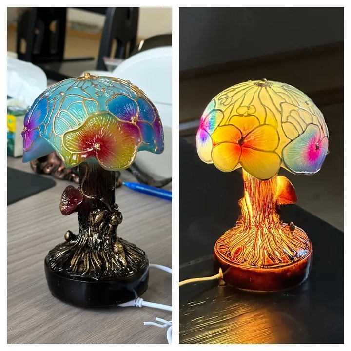 Chic Bohemian Floral Mushroom Lamp