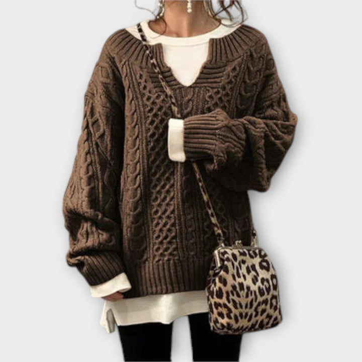 Lili - Oversized Knot Pattern Knit Sweater
