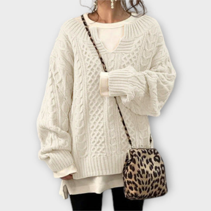 Lili - Oversized Knot Pattern Knit Sweater