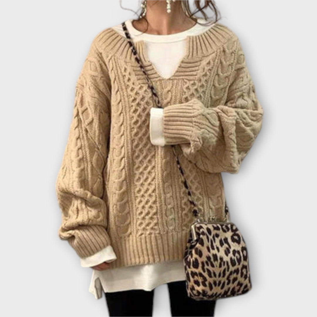 Lili - Oversized Knot Pattern Knit Sweater