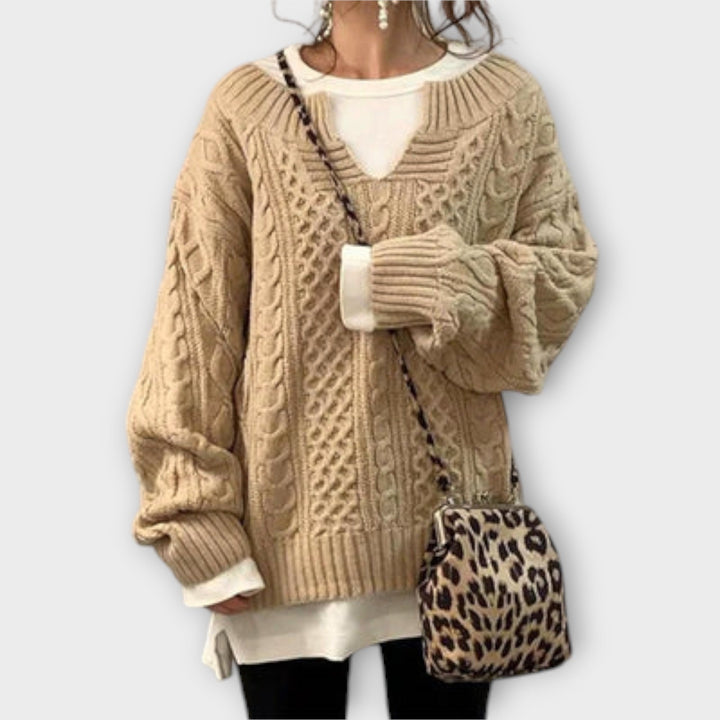 Lili - Oversized Knot Pattern Knit Sweater
