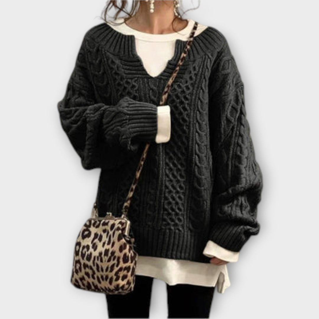 Lili - Oversized Knot Pattern Knit Sweater