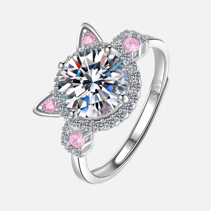 Adjustable Cat Ear Ring with Zirconia
