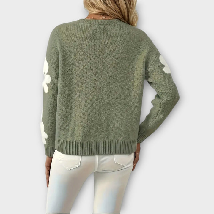 Silke - Flower Patterned Soft Knit Sweater