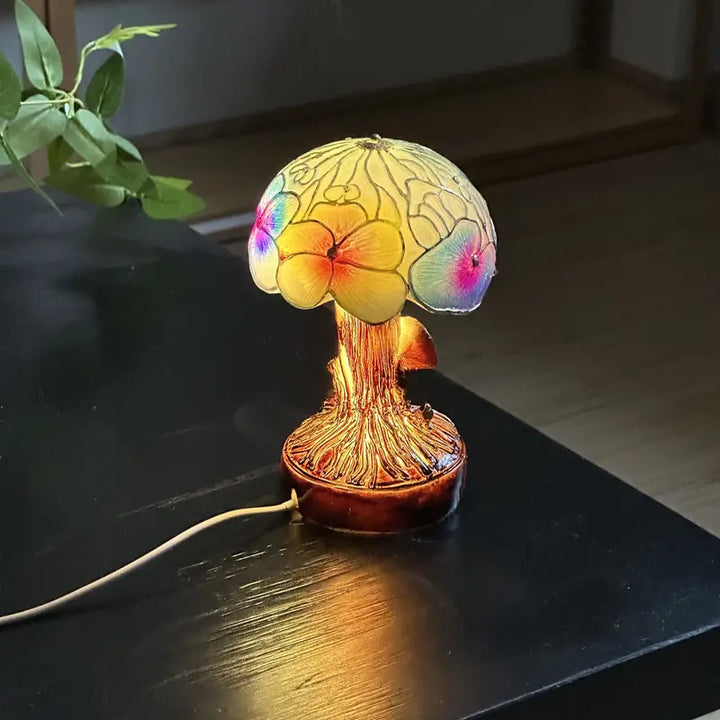 Chic Bohemian Floral Mushroom Lamp