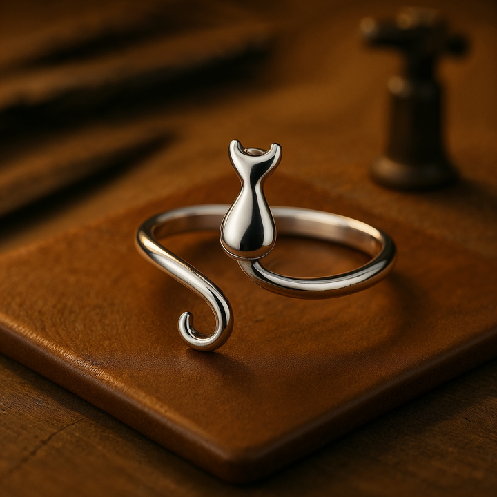 Lovely Cat Ring in Stainless Steel