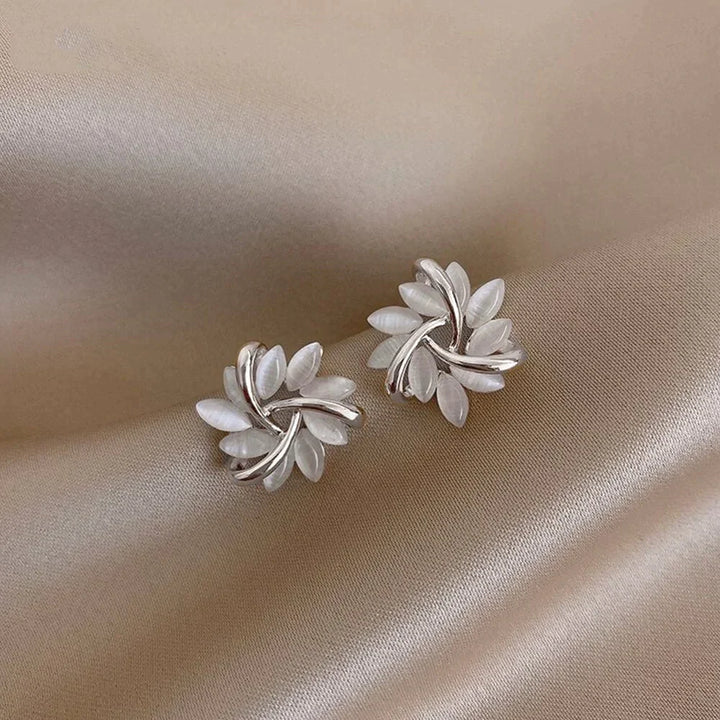 Tori™ - Curved Stone Flower Earrings