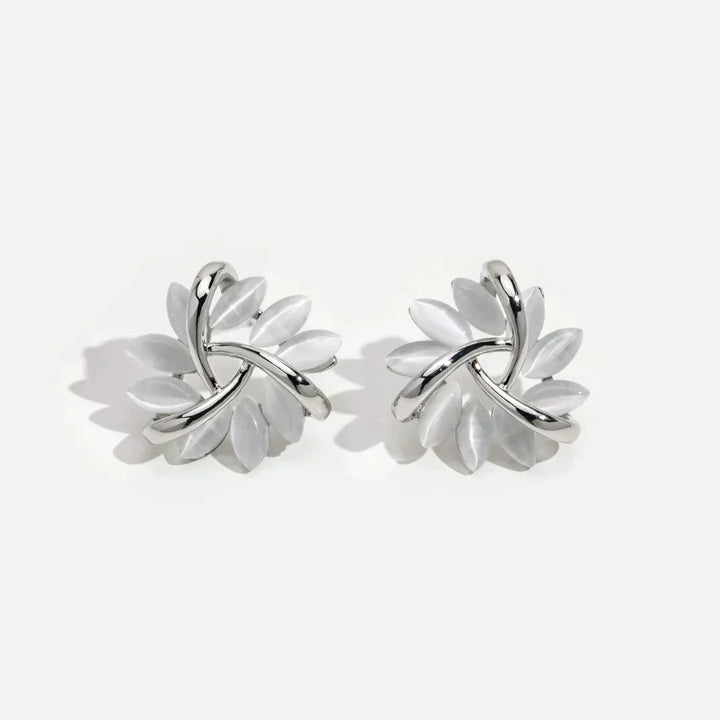 Tori™ - Curved Stone Flower Earrings